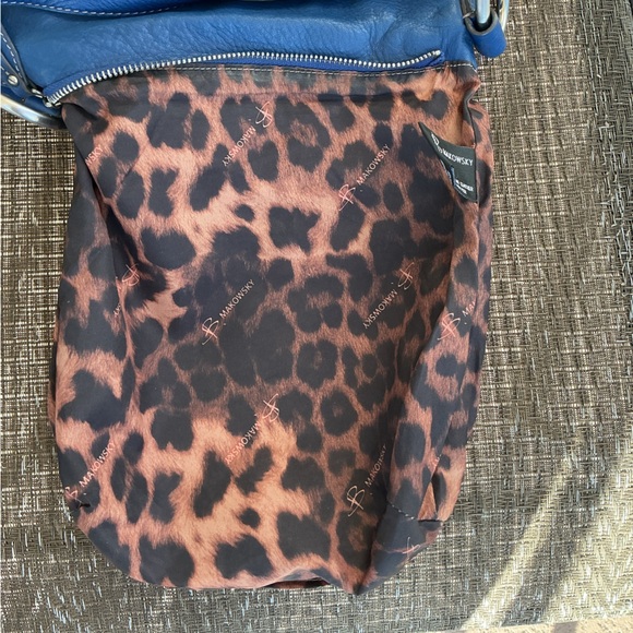 B. Makowsky Blue Leather Pocket Crossbody Bag - Picture 3 of 6